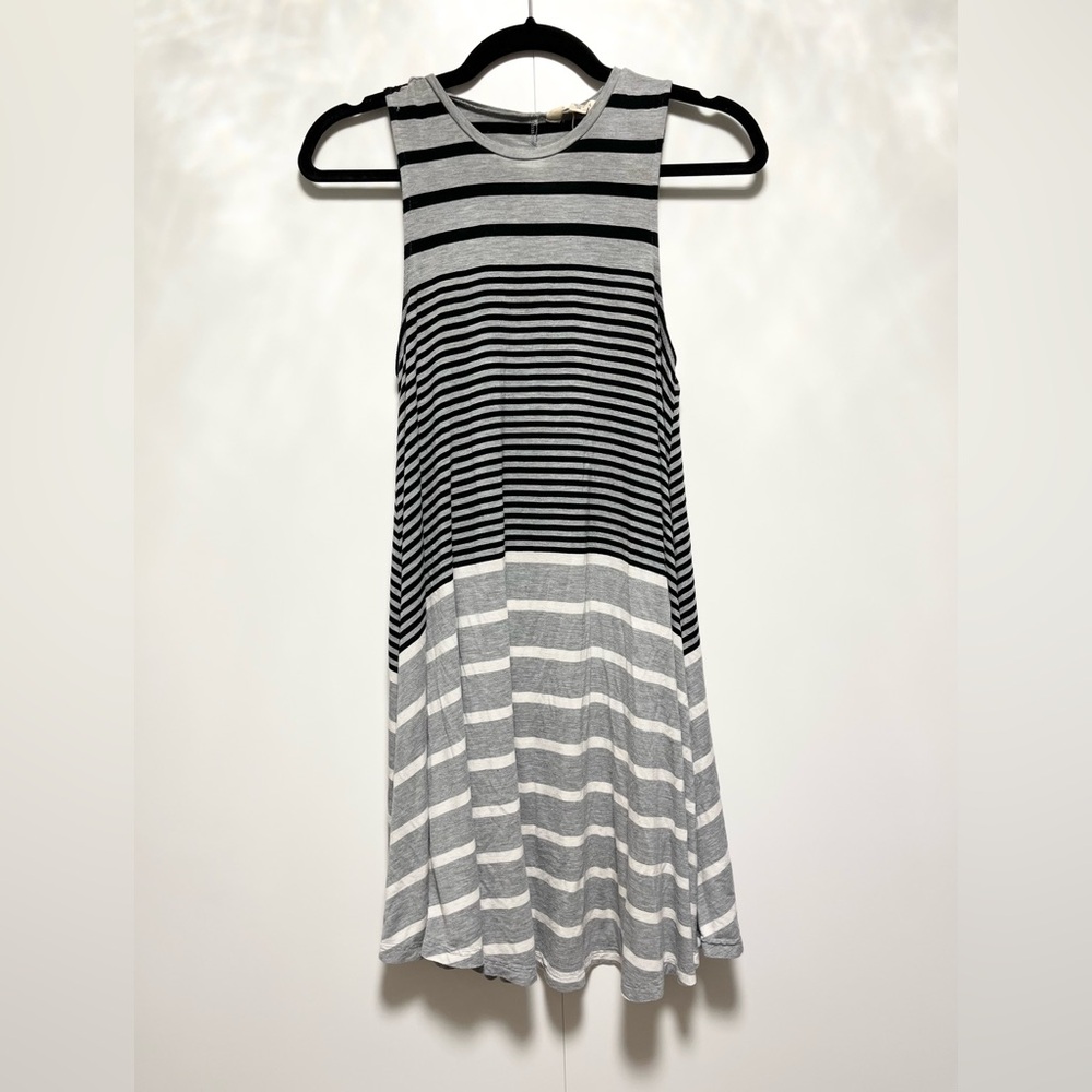 Striped Sleeveless Dress - Black & Gray